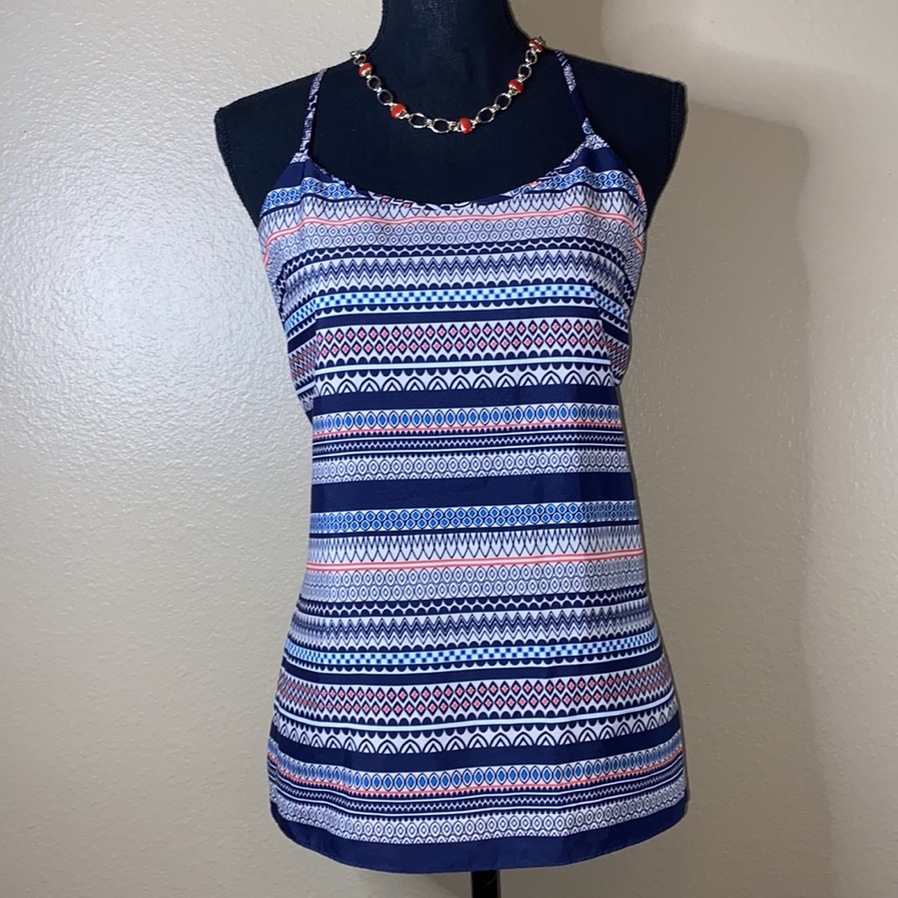J. Crew T Back Geometric Print Spaghetti Strap Tank